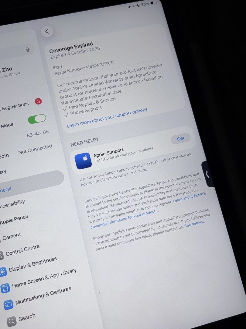 IPAD 10TH GEN (SILVER) (Category: iPad) located in Kuala Lumpur. Submitted by bossbabeproxyclub (Listing ID 1454893521, Image 3). Description: RM1.2k (CAN NEGO) Original. Last bought at 4 October 2025. - MEET UP AT SG BESI🫱🏻‍🫲🏽.