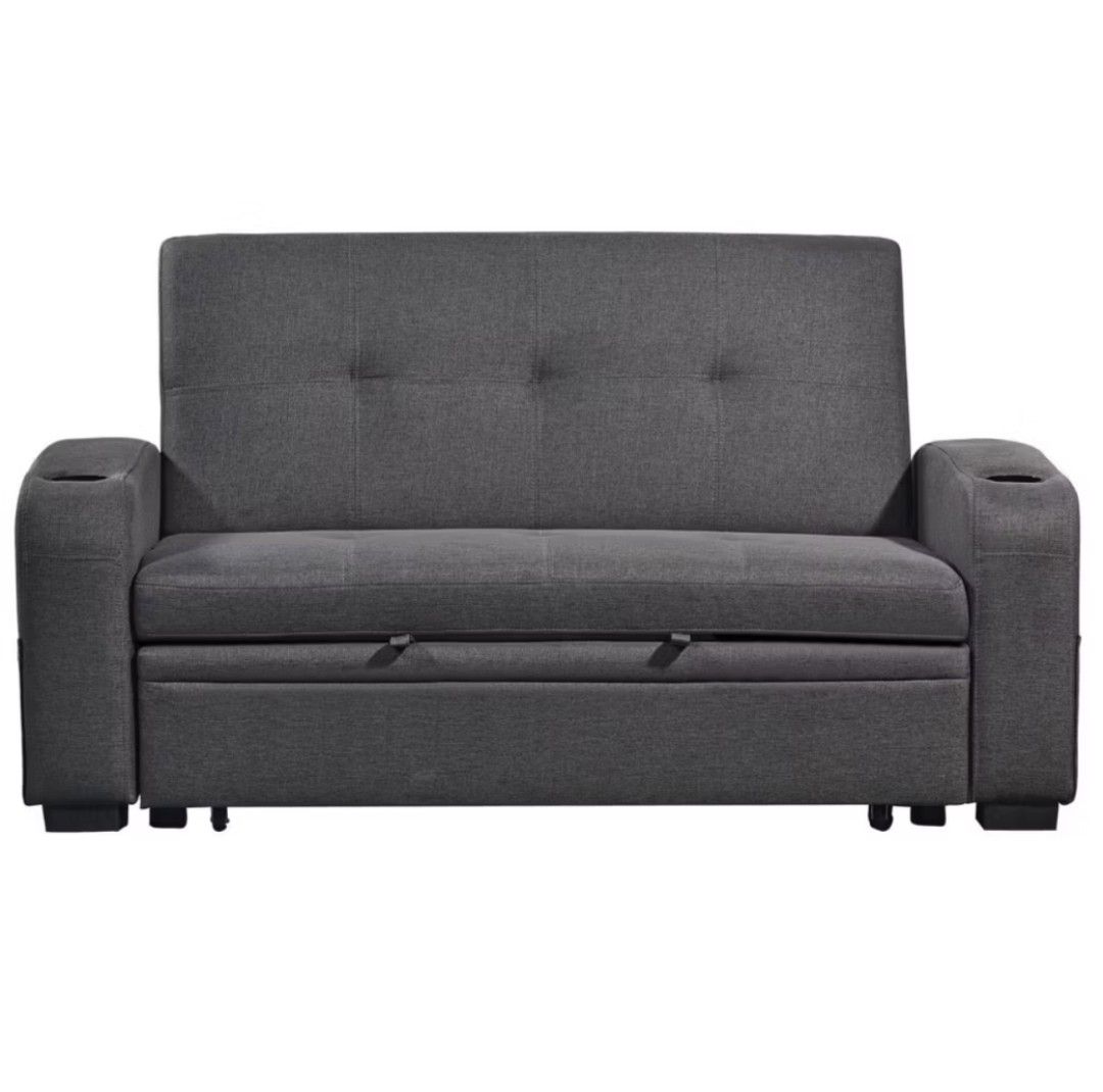 King Size Pull-Out Sofa Bed - Dark Grey Fabric (Category: Sofas) located in Caloocan City. Submitted by jraye (Listing ID 1454862789, Image 1). Description: RFS: too big Bought for 23k.