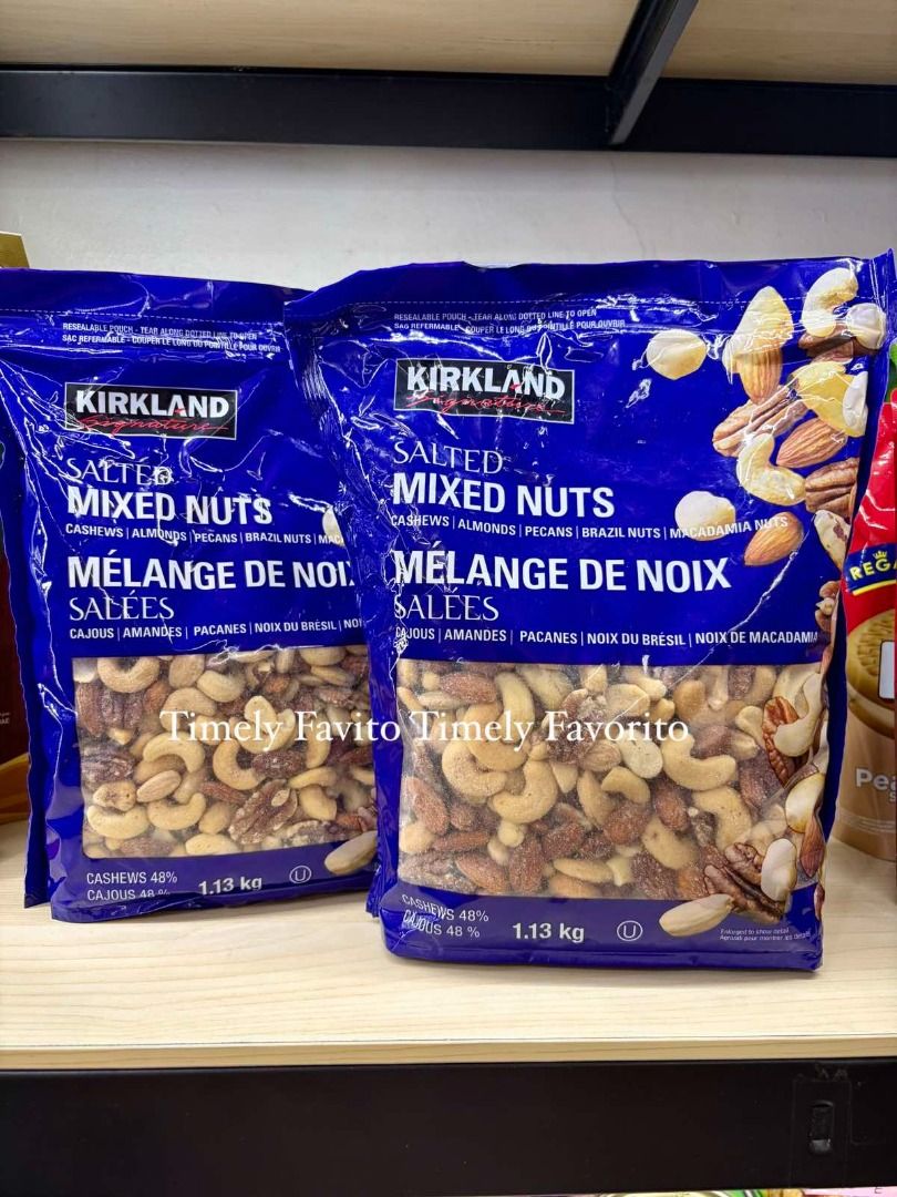 Kirkland salted mixed nuts with macadamia 1.13kg (Category: Packaged & Instant Food) located in Pasay City. Submitted by timelyfavorito1 (Listing ID 1454867972, Image 3). Description: Imported from CANADA! ALL ORIGINAL BB: 2.7.2027 Disclaimer: Timely Favorito is not affiliated with any of the brands posted on this account. Copyright & Trademarks are sole property of the brand owners..