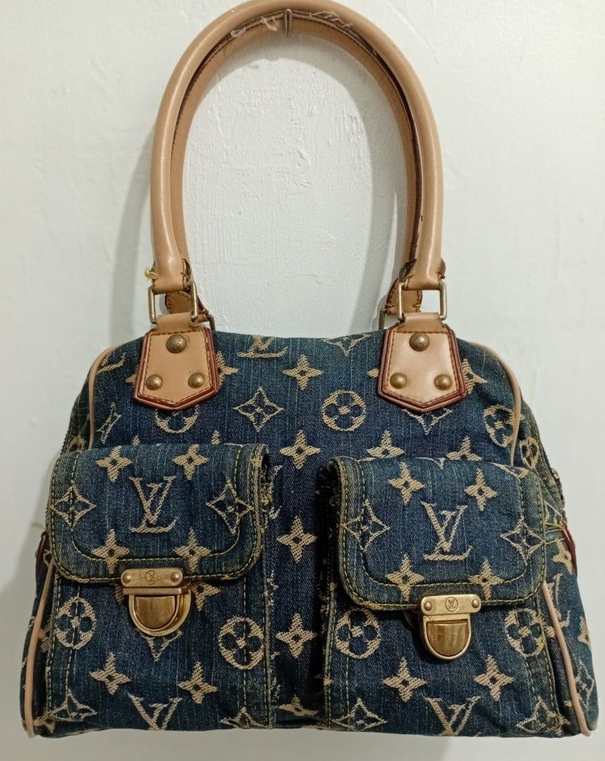 L V Monogram Denim Satchel Bag (Category: Luxury Bags & Wallets) located in Manila. Submitted by eriiicaspage (Listing ID 1451627547, Image 1). Description: PreOwned lightly Used Louis Vuitton Monogram denim Satchel Bag - Monogram Denim Material - Tan Leather Trim and Handles - Two Front Pockets with Clasp Closures - Top Zipper Closure - Interior Leather Patch with Brand details Small-Medium Off /Legit No guaranty sa Authenticity items from Japan