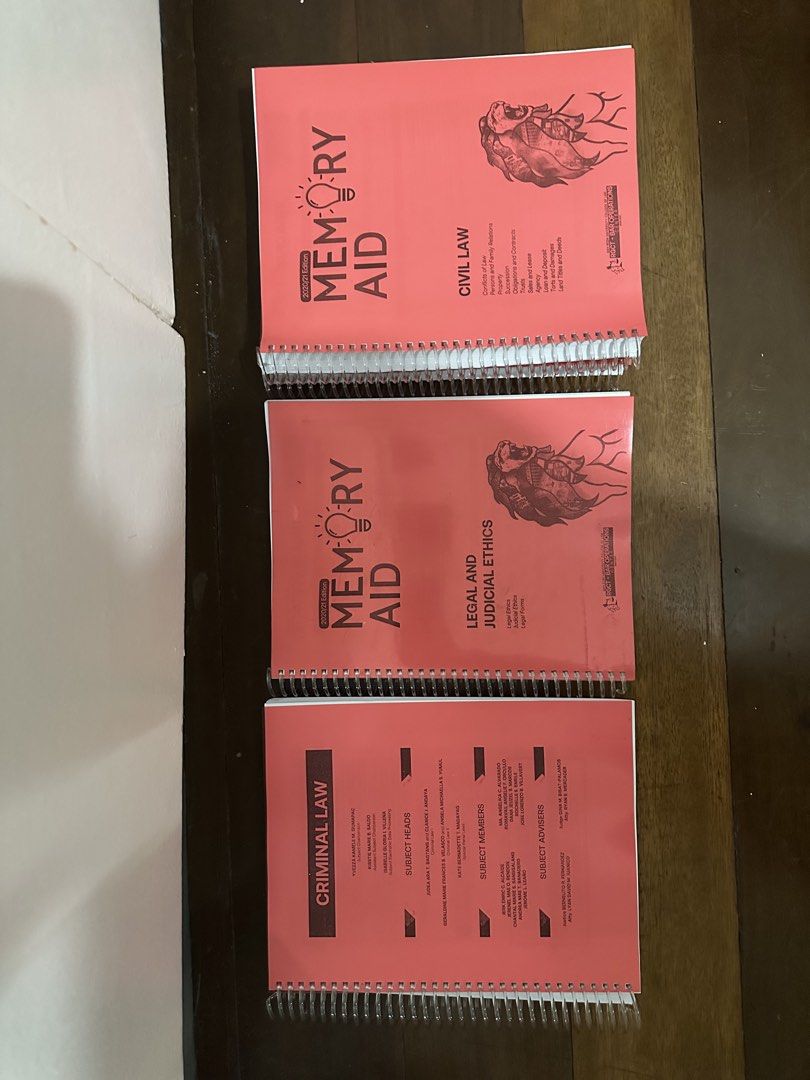 Law School References - San Beda Memory Aid (Category: Textbooks) located in Paranaque City. Submitted by queserraserraa_ (Listing ID 1454782521, Image 1). Description: San Beda MEMORY AID 2020/21 (Scanned / Coil Bind) Civil Law Criminal Law Legal and Judicial Ethics.