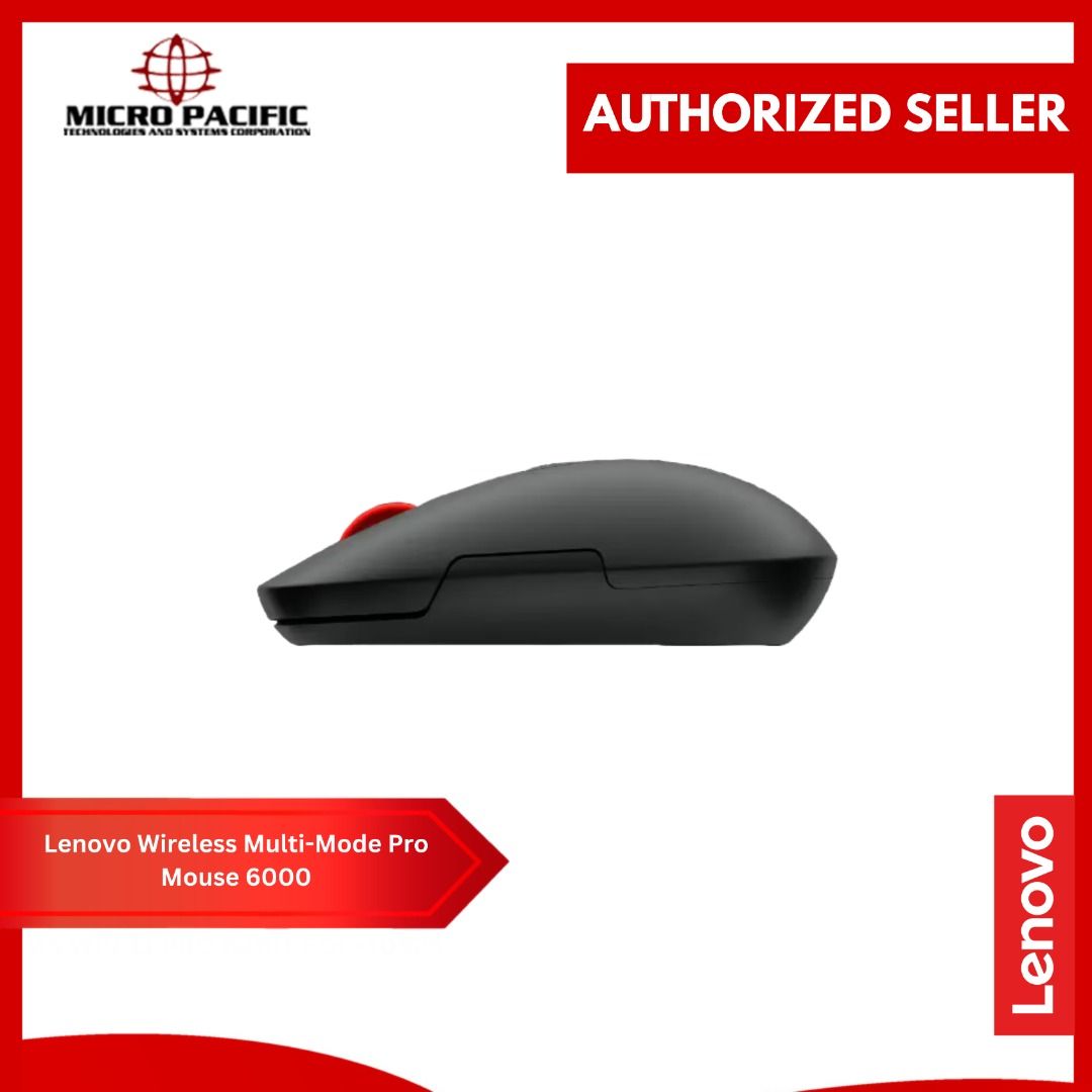 Lenovo Wireless Multi-Mode Pro Mouse 6000 (Category: Mouse & Mousepads) located in Makati City. Submitted by micro_pacific (Listing ID 1454755347, Image 3). Description: Reliable 2.4 GHz Lenovo Pro Unified USB Receiver, Dual Bluetooth 5.3 95% post-consumer recycled plastic materials including 20% reclaimed from Lenovo own products Full-size ambidextrous mouse offers silent buttons Comfortable for all-day use with a thoughtfully considered ergonom