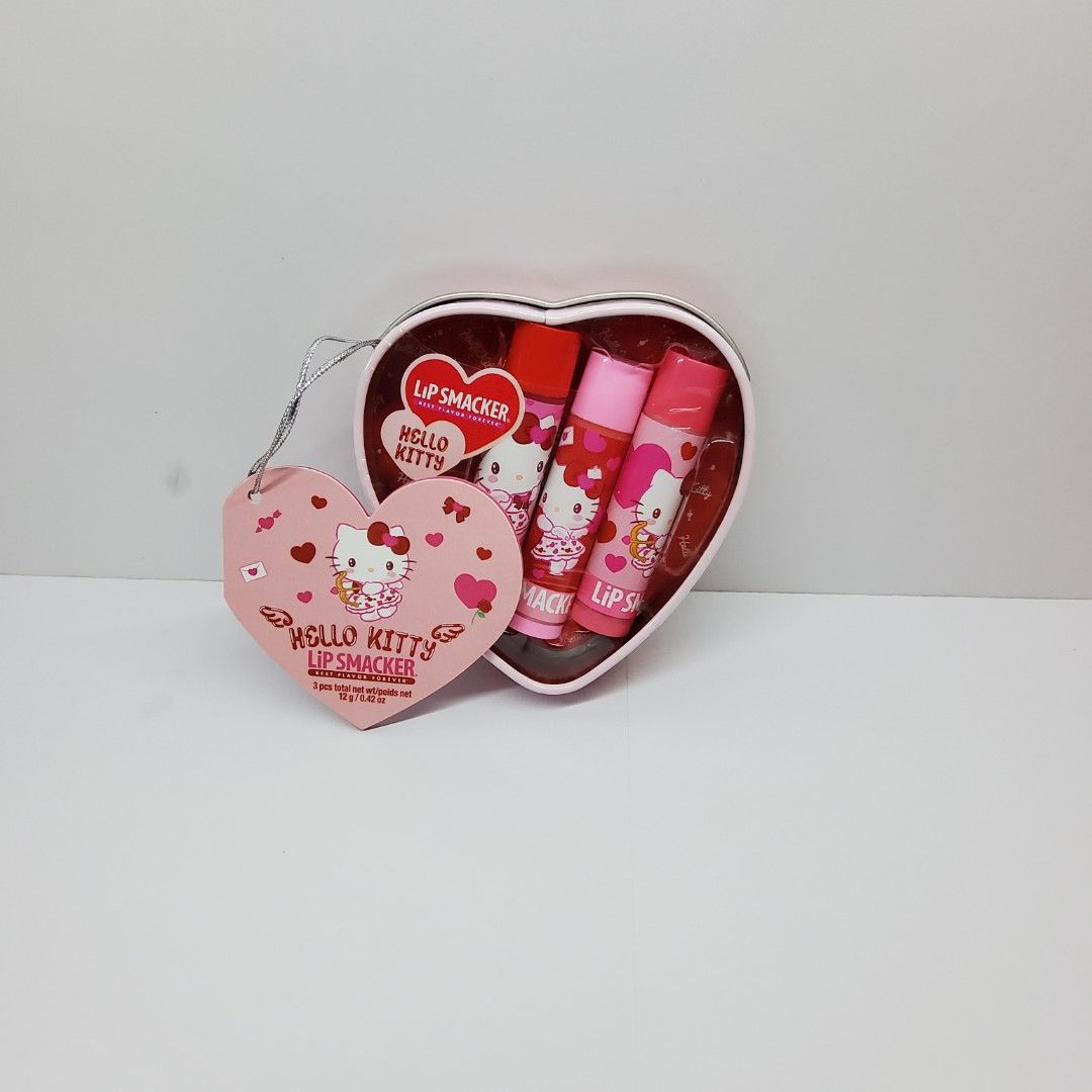 Lip Smacker Hello Kitty Heart Tin Lip Balm Set (Category: Makeup) located in Quezon City. Submitted by goodz4good (Listing ID 1454907015, Image 3). Description: - Adorable Kitty Lip Smacker lip balm set. - Comes in a charming heart-shaped tin. - Features three different lip balm flavors. - Ideal for Kitty enthusiasts and gift-giving. - Keeps your lips soft and moisturized. mode of payment gcash or cod meet up is available free delivery in Quezon 