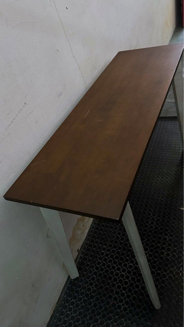 Long Solid Wood Side Table (Category: Tables & Sets) located in Kuala Lumpur. Submitted by besikaworks (Listing ID 1454842677, Image 2). Description: LONG SIDE TABLE Simple & minimal solid wood long side table. • Length: 120cm • Width: 40cm • Height: 74cm • Solid & sturdy construction • Condition: Good Sesuai untuk ruang tamu, studio, display, workspace atau coffee corner. Price: RM180/- Pick up at Desa Petaling KL or lalamove. PM if interested..