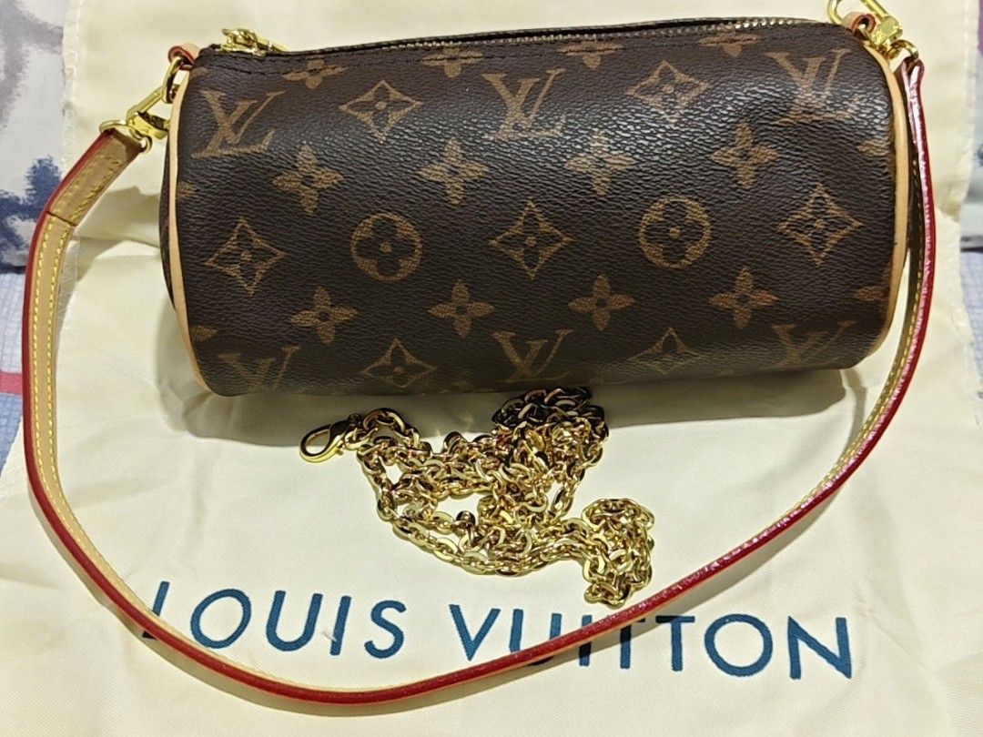 Louis Vuitton Monogram Papillon Barrel Bag with Gold Chain (Category: Luxury Bags & Wallets) located in Makati City. Submitted by tin_erwin (Listing ID 1454940802, Image 1). Description: - LV Papillon barrel bag - Classic monogram canvas - Detachable gold chain strap included - Detachable leather strap included - Made in France - Zipper closure - Interior tag - Ideal for carrying essentials -.