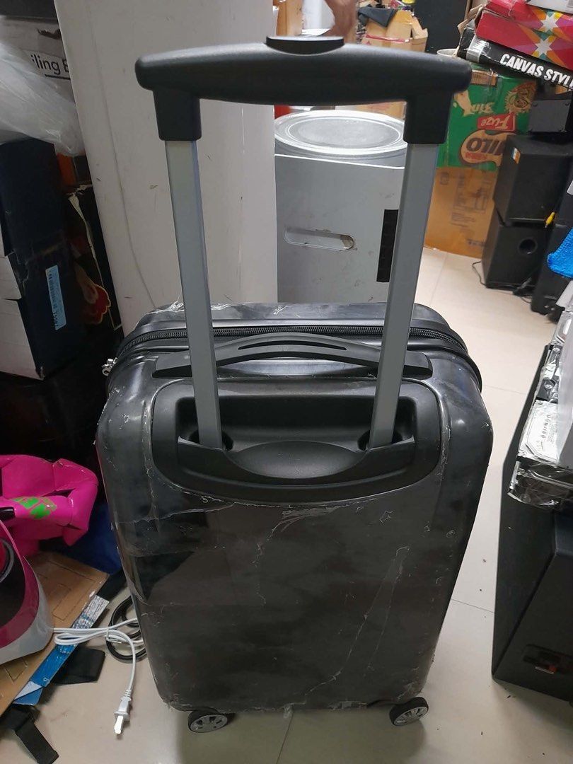 MAMBO Small Hardcase Travel Luggage Suitcase (Category: Luggage) located in Pasay City. Submitted by enrico_appliances (Listing ID 1454856429, Image 2). Description: -Approx. Meas.: H 21” x L 13” x W 9” (inches) -Material: Made of ABS rubberized plastic materials + polyester -Features: 4 multi-directional spinner wheels; Telescopic adjustable pull handle NOTE: Please expect dusted portions or paintchips. Actual photos posted already..