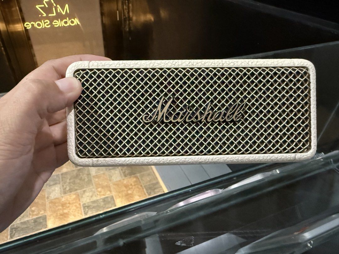 Marshall Emberton II Portable Bluetooth Speaker (Category: Soundbars, Speakers & Amplifiers) located in Lipa City. Submitted by zillenaic (Listing ID 1454757689, Image 2). Description: - Marshall Emberton II Portable Speaker - Over 30 hours of playtime on a single charge - Seamless Bluetooth connectivity - Convenient USB-C charging - Exceptional sound quality for immersive listening - Ideal for music lovers on the go.