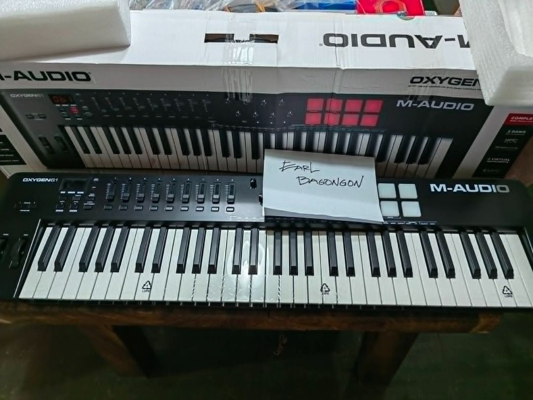 M-Audio Oxygen 61 USB MIDI Keyboard Controller (Category: Musical Instruments) located in Quezon City. Submitted by slarkearl888 (Listing ID 1454923158, Image 2). Description: - M-Audio Oxygen 61 USB MIDI Keyboard Controller - 61 Keys - Built-in Pads and Knobs for Music Production - Includes Original Box and Accessories - Ideal for Beatmaking and Music Creation - Ready for a New Home.