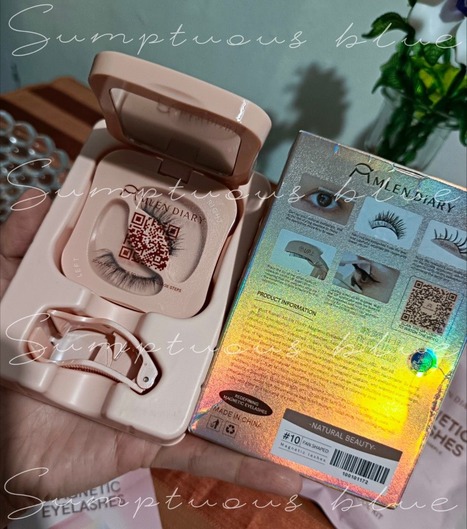 Mlen diary magnetic eyelashes (Category: Makeup) located in Las Pinas. Submitted by sumptuousblueph (Listing ID 1454902844, Image 3). Description: Mlen diary magnetic eyelashes YES ORIGINAL 🥰 with qr code sa box -1pc onhand only -Guaranteed Below srp! mas mura kami kesa sa ibang online shopping apps -Brandnew and sealed‼️ -with free tool kit lashes -easy to wear, easy to remove -reusable, with mirror na lalagyan niya.