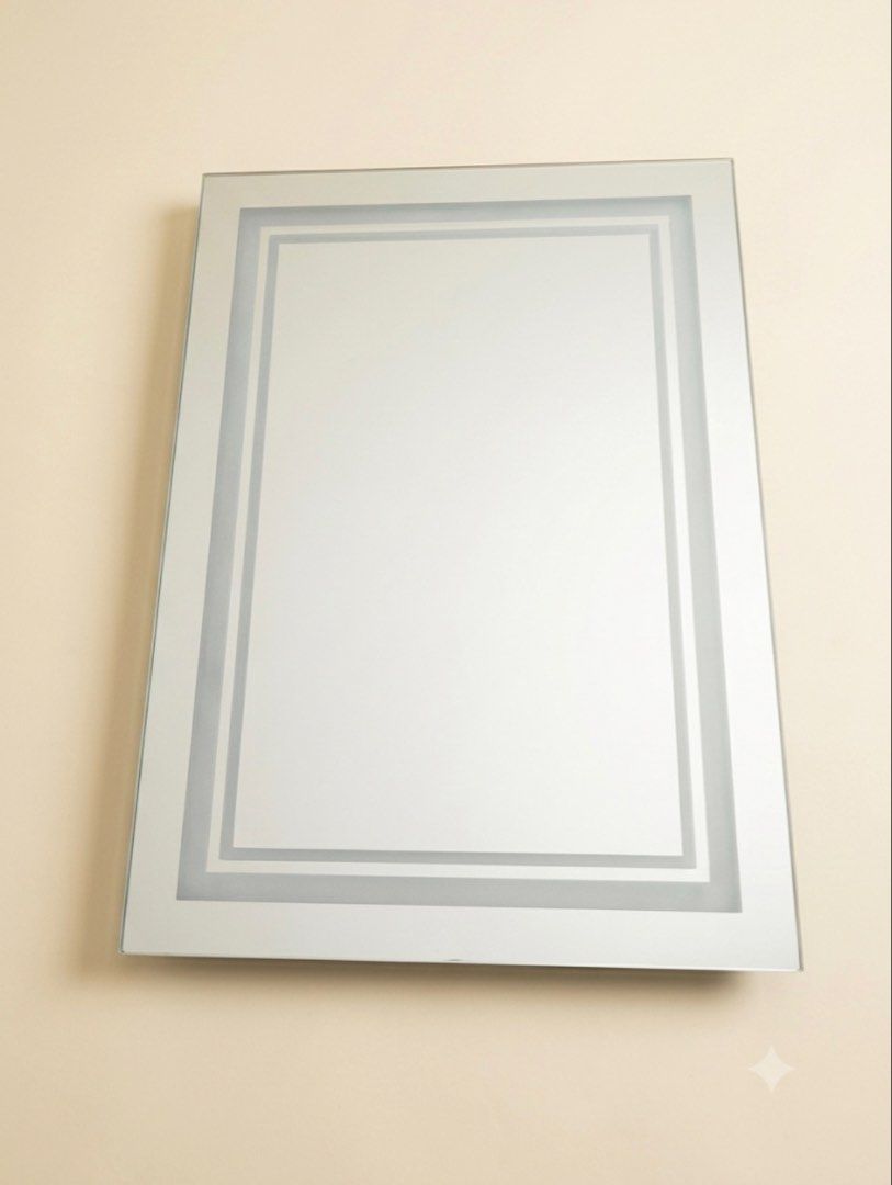 Modern Rectangular Mirror with Double Border (Category: Mirrors) located in Singapore. Submitted by kings.1314 (Listing ID 1454772549, Image 1). Description: - Modern rectangular mirror - Features a stylish double border detail - Ideal for bathrooms, hallways, or entryways - Simple and easy wall mounting *Slightly deflection ages flaws round the edges* Self collection @680545.