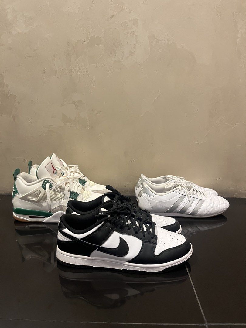 Nike Dunks, Jordan 4, Adidas Taekwondo (Category: Sneakers) located in Las Pinas. Submitted by garms (Listing ID 1454866119, Image 1). Description: Decluttering some shoes! All are in great condition, used a couple of times and just dusty Jordan 4 SB - 4k Size 11 No heel drags/star loss Issue: chip on nike sb back tab Nike Dunks Panda - 4k Size 11 Adidas Taekwondo - 3.5k Size 10.5 mens/12 womens Nike Zoom Precision - 2k Size 11 Issue: Yellowing p