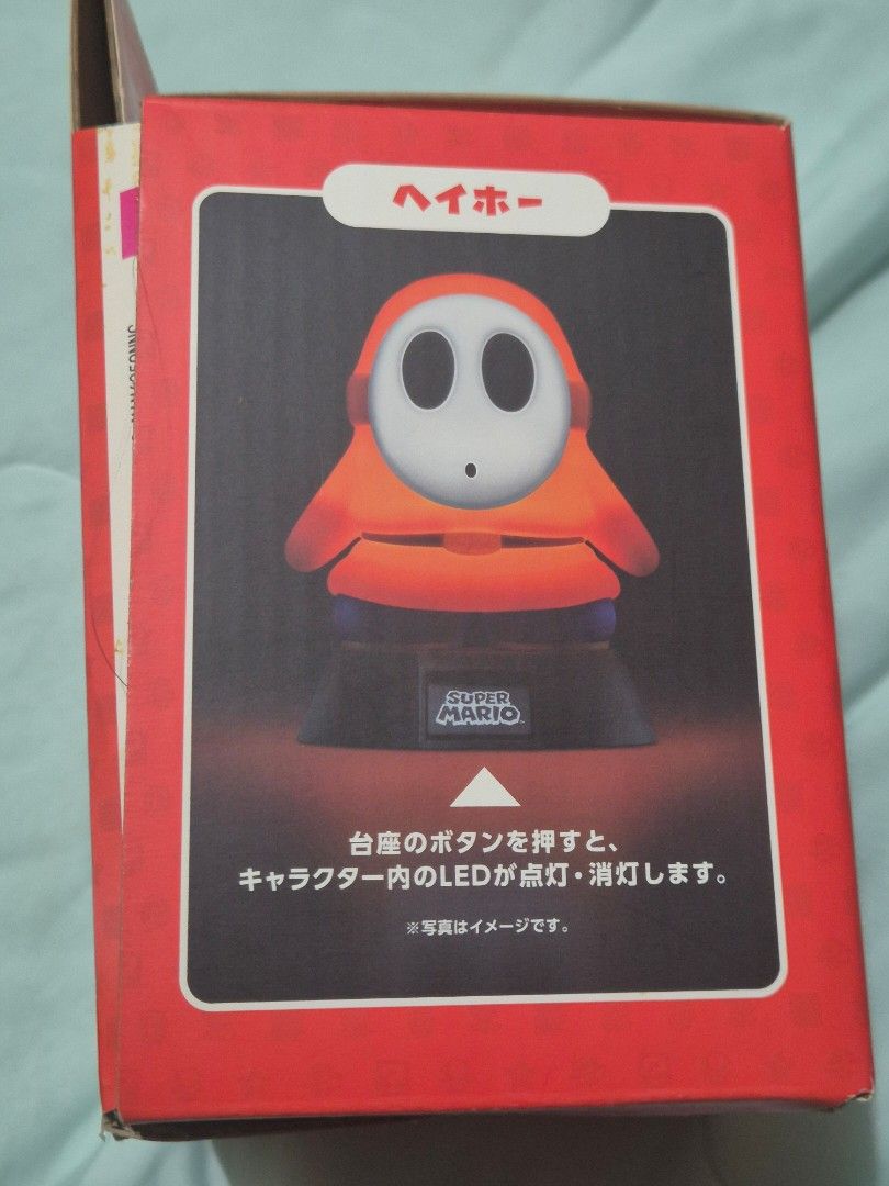Nintendo Super Mario Shy Guy LED Light Figure (Category: Figurines & Statues) located in Quezon City. Submitted by micumouse (Listing ID 1454905386, Image 3). Description: For Sale: Super Mario Character Light Series: Shy Guy Price: 750 CONDITION: like new, Working DESCRIPTION: Like new Tinest ko lang kung gumagana clean ang battery contacts 2 pcs AAA needed para umilaw Sira yung box/discolored/bukas Warranty: 3 day testing warranty Contact No. I