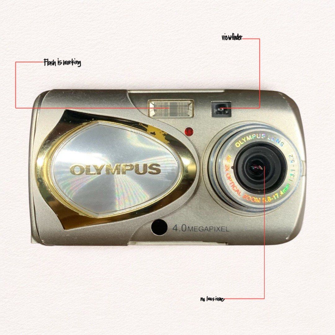 Olympus MJU-410 (Category: Cameras) located in Quezon City. Submitted by _cyberplug (Listing ID 1454947593, Image 2). Description: Olympus mju-410 Price: ₱4000 Condition: ★★★★ Issue: -screen wrap only Key features: • 4.0 Megapixels CCD sensor • 3× optical zoom lens • TruePic Turbo image processor • TTL autofocus for easy point-and-shoot operation • Auto red-eye correction & built-in flash • Multiple shooting modes including scene selections • 1.5