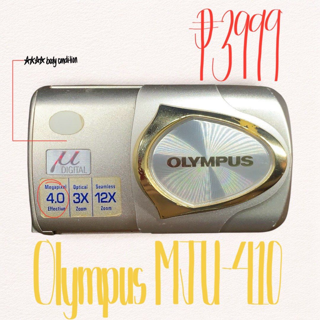 Olympus MJU-410 (Category: Cameras) located in Quezon City. Submitted by _cyberplug (Listing ID 1454947593, Image 1). Description: Olympus mju-410 Price: ₱4000 Condition: ★★★★ Issue: -screen wrap only Key features: • 4.0 Megapixels CCD sensor • 3× optical zoom lens • TruePic Turbo image processor • TTL autofocus for easy point-and-shoot operation • Auto red-eye correction & built-in flash • Multiple shooting modes including scene selections • 1.5