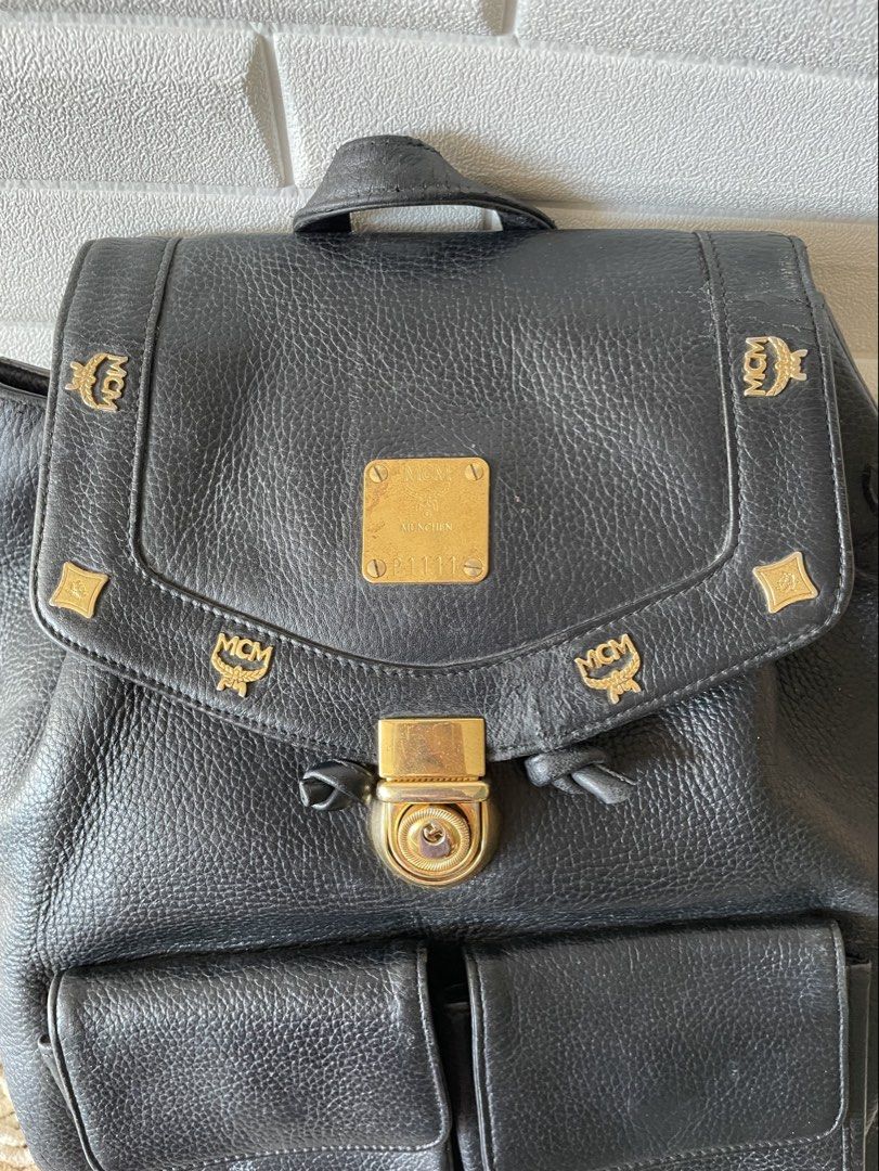 Orig Vintage MCM Medium Leather Backpack (Category: Backpacks) located in Caloocan City. Submitted by mdvs.bagsnmore (Listing ID 1454911487, Image 2). Description: Original Vintage With issue, see last 2 photos Does not affect function of the bag - repaired piping at the bottom, not visible when worn .