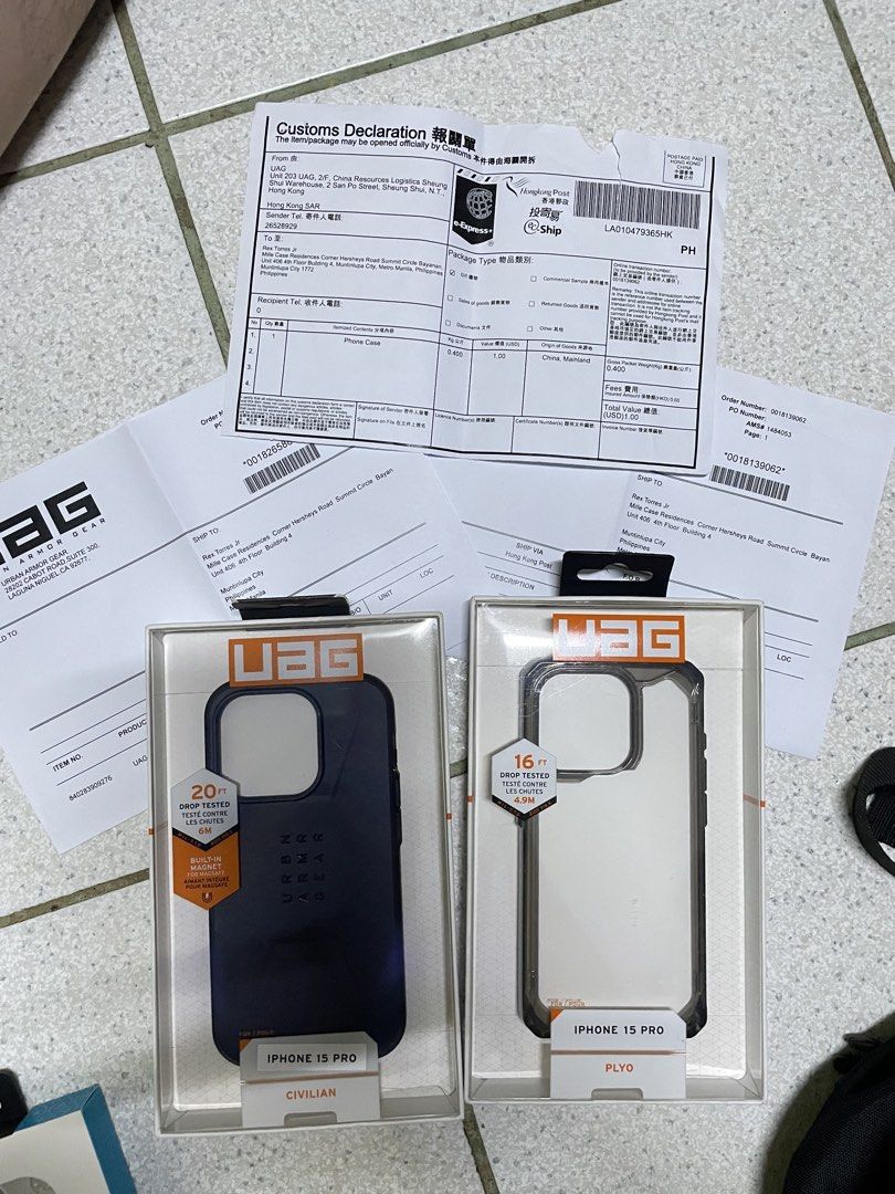 ORIGINAL UAG CASE (Category: Cases & Sleeves) located in Manila. Submitted by errolgorg214 (Listing ID 1454887047, Image 1). Description: Original UAG case for iPhone 15 Pro 101% original not oem or class a With recipt galing ibang bansa With warranty pa Rfs : hindi na po naka 15 pro Bago lang po ito tapos biglang nag palit nako ng phone kaya hindi na po ito gagamitin . 1k each nalang po yan Nego pa kung magkasundo sa price Paranaque loc .