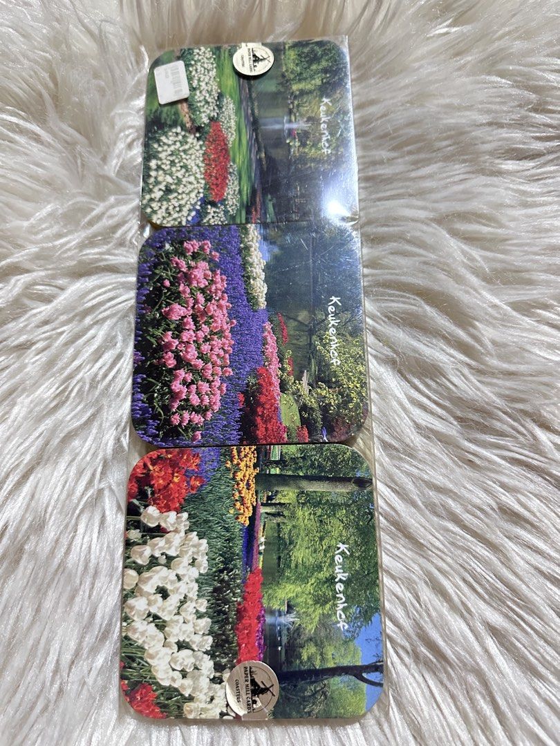 Paper Mill Cards coasters 6pcs Set (Category: Coffee & Tea Tableware) located in Davao. Submitted by favoritepreloved (Listing ID 1454915571, Image 2). Description: 💜 feature iconic floral scenes from the Keukenhof gardens in the Netherlands..