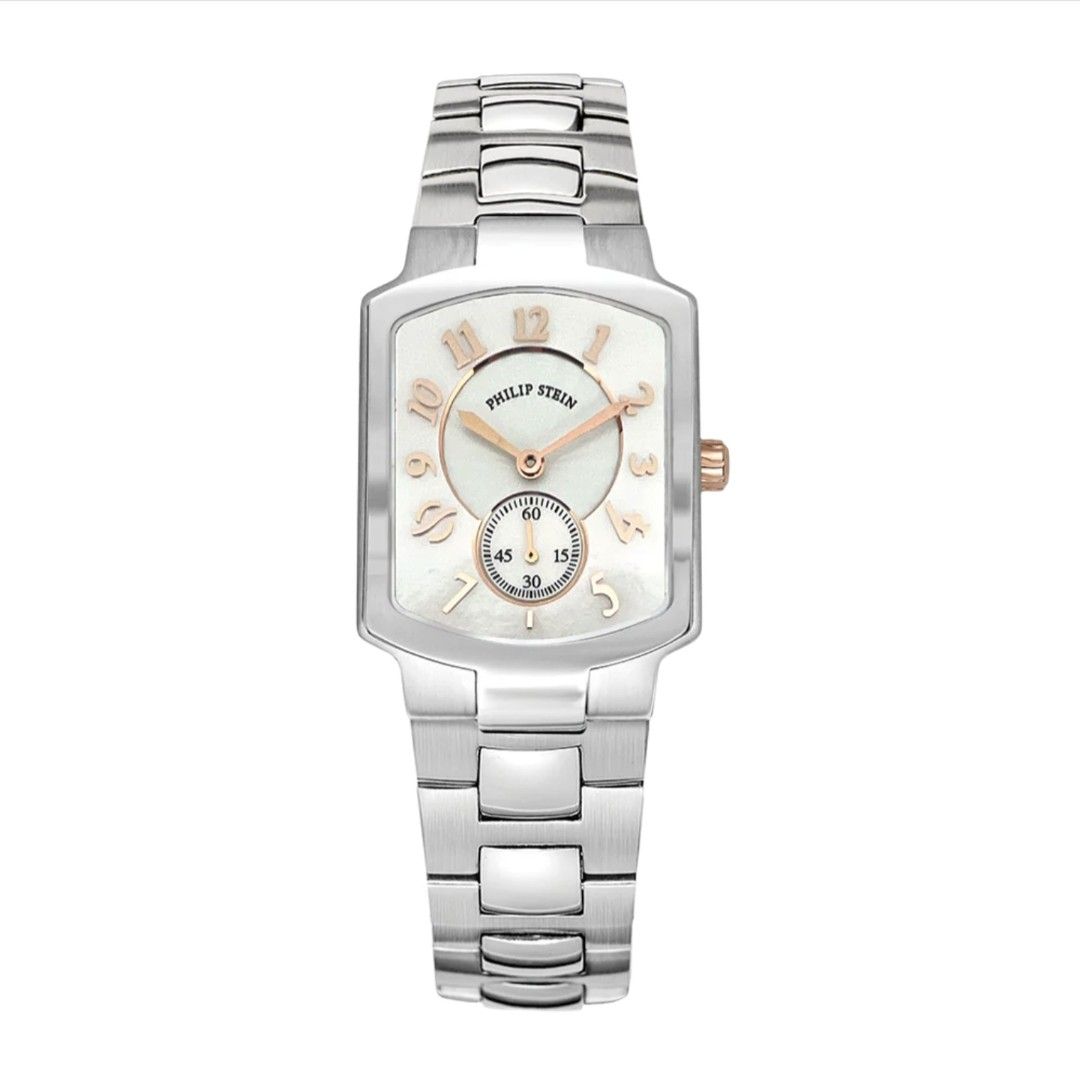 PHILIP STEIN SILVER SQUARE FACE WATCH (Category: Luxury Watches) located in Quezon City. Submitted by joansc (Listing ID 1454949275, Image 1). Description: SOURCED: US 100% ORIGINAL ONLY W/BOX.