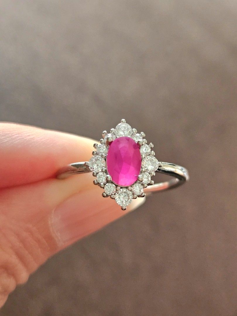 Premium red ruby diamond shape ring (Category: Rings) located in Singapore. Submitted by mefeitu (Listing ID 1454828005, Image 1). Description: Premium red ruby diamond shape ring with white moissanites. Stone is 7mm × 5mm Price is for self collection only. +$2 for normal postage. Supports re-testing for authenticity of gem. If found to be fake, full refund..
