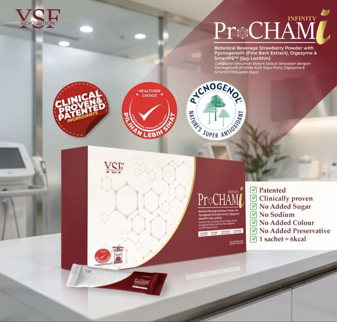 PROCHAM INFINITY (Category: Vitamins & Supplements) located in Raub. Submitted by isya23 (Listing ID 1454923385, Image 1). Description: -perisa strawberry -ada 27 sachet -nak jual sebab anak taknak minum perisa baru(strawberry) -harga asal rm197.