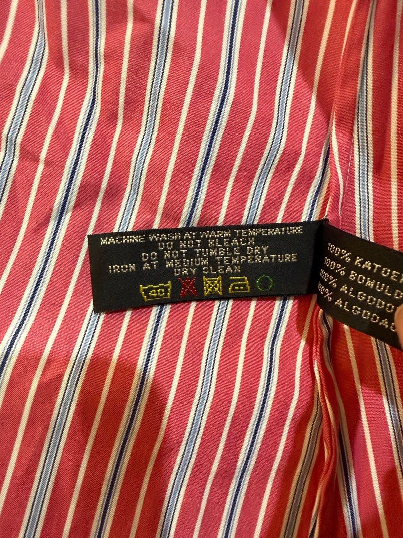 Ralph Lauren Red Button Down (Category: Longsleeves) located in Quezon City. Submitted by curated.closet.co (Listing ID 1454867012, Image 3). Description: Ralph Lauren Striped Button-Down Shirt ✓ Red button down ✓ Size 10 • Long Sleeve ✓ Good Condition Note: All of these items are 100% Original / Authentic, moneyback guarantee if proven fake 💰 Price: ₱1,400 📩 DM for inquiries / orders.