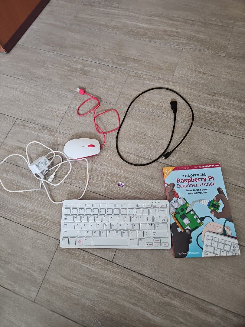 Raspberry pi beginner set (Category: Computer Keyboard) located in Singapore. Submitted by haiswee23 (Listing ID 1454855352, Image 1). Description: raspberry pi set for sale. price negotiable. used less than 5 times. comes with mouse, charger head. adapter to connect to screen. 32gb micro SD card and beginners guide..