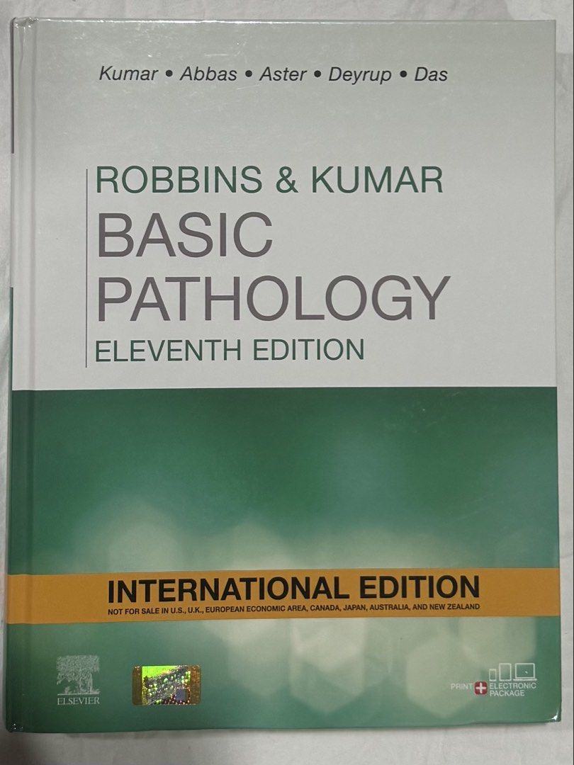 Robbins & Kumar Basic Pathology 11th Edition International Edition (Category: Textbooks) located in Mandaluyong City. Submitted by randomitems3 (Listing ID 1454751532, Image 1). Description: - Robbins & Kumar Basic Pathology, Eleventh Edition (International Edition) - Includes both print and ebook access - Covers essential pathology concepts - Features updated clinical topics - High-quality images included - Comes with a rapid review section - An