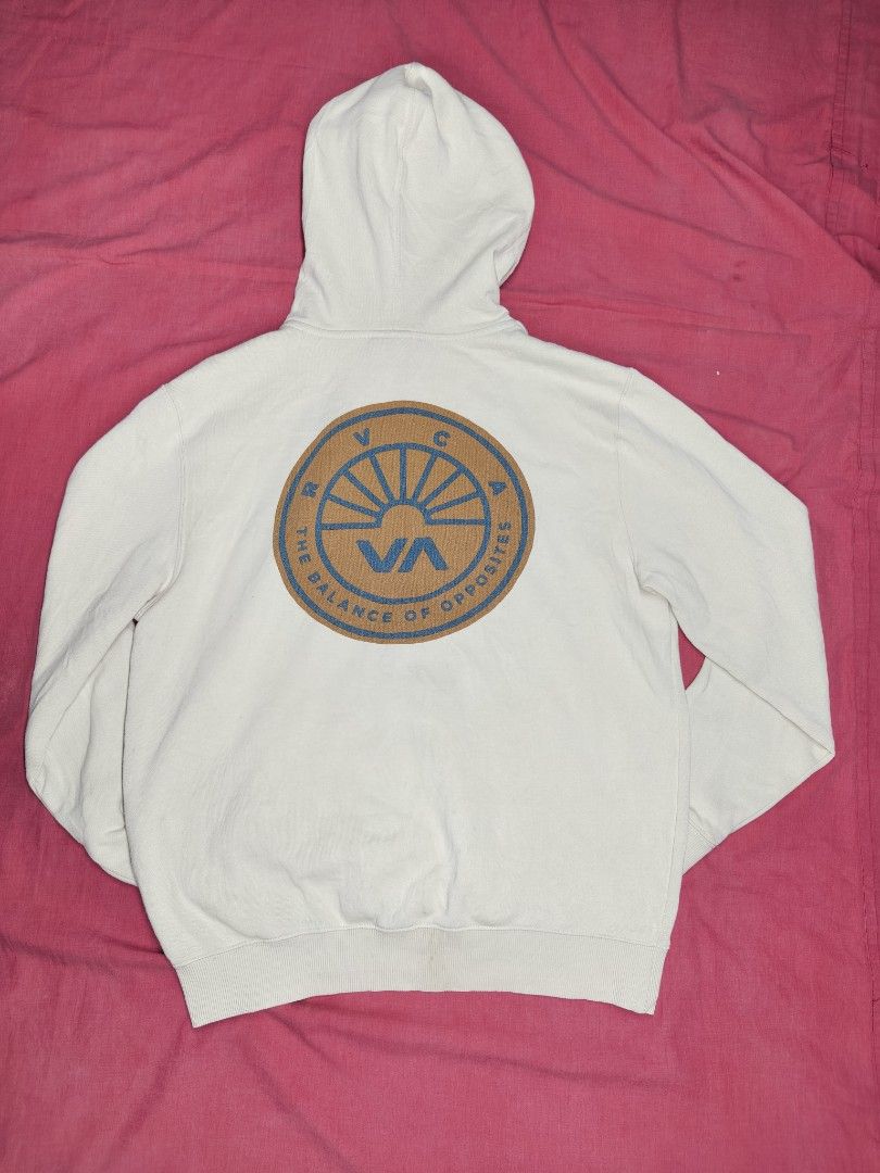 RVCA hoodie jacket (Category: Coats, Jackets and Outerwear) located in San Jose. Submitted by dripdropph22 (Listing ID 1454815215, Image 2). Description: RVCA Progress 2 Pullover Hoodie in the "Silver Bleach" or cream colorway W - 21" L - 25" issue small pinhole and stains can ship via j&t unli vc unli vouche.