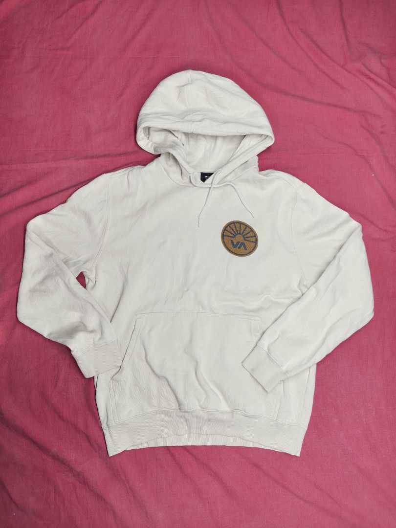 RVCA hoodie jacket (Category: Coats, Jackets and Outerwear) located in San Jose. Submitted by dripdropph22 (Listing ID 1454815215, Image 1). Description: RVCA Progress 2 Pullover Hoodie in the "Silver Bleach" or cream colorway W - 21" L - 25" issue small pinhole and stains can ship via j&t unli vc unli vouche.