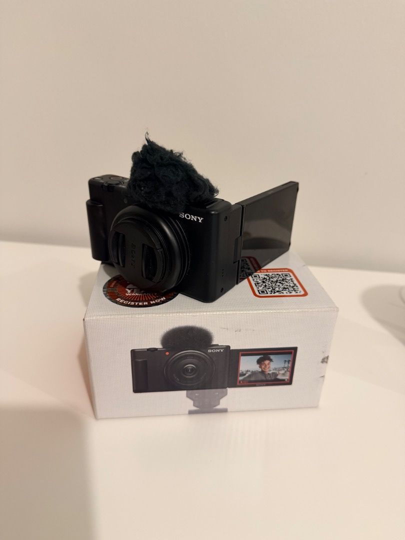 Sony ZV-1F Digital Camera with 64GB SD Card (Category: Cameras) located in Pasig City. Submitted by aceee7 (Listing ID 1454908963, Image 2). Description: ☑️ Sony ZV-1F camera ☑️ Ideal for vlogging and content creation ☑️ Comes with original box and manual ☑️ Includes 64GB Sony SD card ☑️ Ready to capture your moments ☑️ NP-BX1 rechargeable battery ☑️ USB Type-C cable — for charging/transferring ☑️ Wind Screen / Wind Muff — the little furry cover 