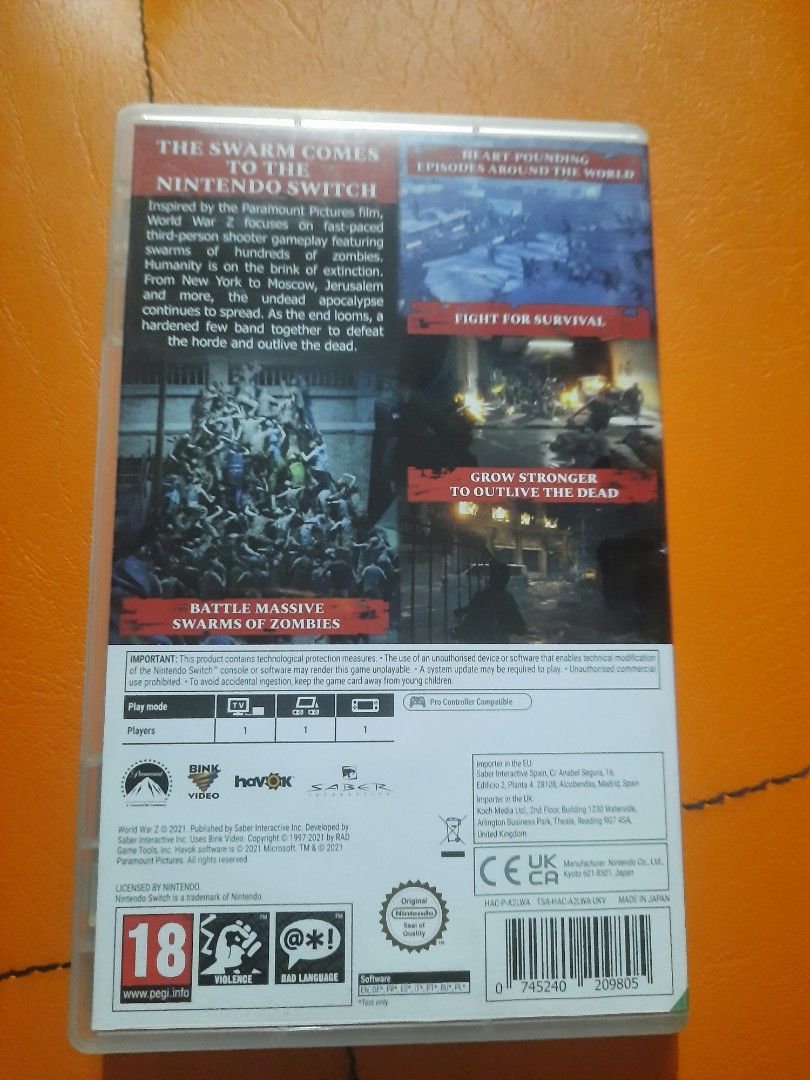 Switch Game World War Z (Category: Nintendo) located in Quezon City. Submitted by epic_shockwave8thundersto (Listing ID 1454804634, Image 3). Description: Price-1,300 Good condition,working test all u want sa meet up Location:SM Fairview,Fairview Center Mall,Ever Commonwealth.