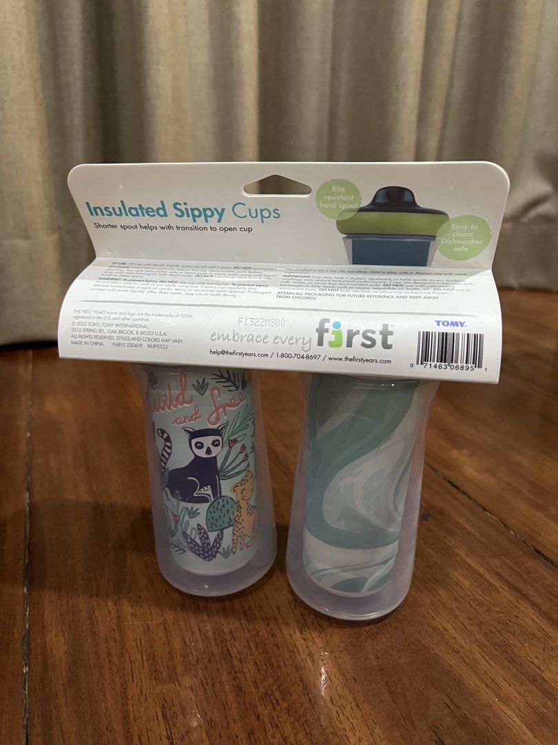 The First Years Insulated Sippy Cups 9oz (2 Pack) (Category: Weaning & Toddler Feeding) located in Marikina City. Submitted by kkkristineee (Listing ID 1454944554, Image 2). Description: - 2-pack of The First Years insulated sippy cups - Each cup holds 9 oz (266 ml) - Shorter spout designed for easier transition to open cups - Leak-proof design to prevent spills - Made without BPA for your child's safety - Dishwasher safe for easy cleaning - Reco