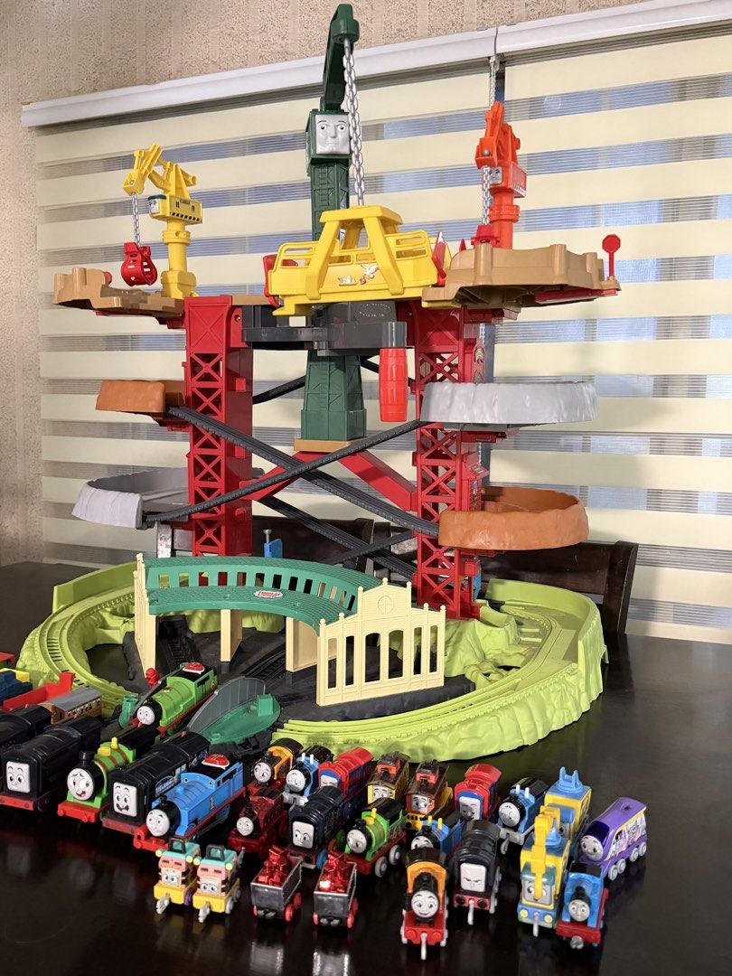 Thomas and friends trains and cranes (Category: Vehicle & Diecast Models) located in Quezon City. Submitted by anikalaine (Listing ID 1454790380, Image 2). Description: Thomas and friends trains and cranes Bought from Amazon, decluttering now in preparation for Christmas. All kororized trains included, all spare playsets. Standing over 2.5 feet tall, the tower allows motorized engines to travel from the bottom to the top.Includes cargo loading an