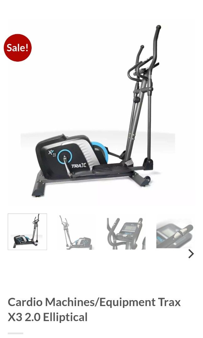 Trax X3 2.0 Elliptical Trainer (Category: Cardio & Fitness Machines) located in Quezon City. Submitted by Chess (Listing ID 1454919776, Image 2). Description: Trax X3 2.0 Elliptical Trainer (Brand New / Never Used) Product OverviewGet a premium, full-body cardio workout right at home with this brand-new Trax X3 2.0 Elliptical Trainer. This machine offers a low-impact workout that mimics the natural motion of running while protecting your knees an
