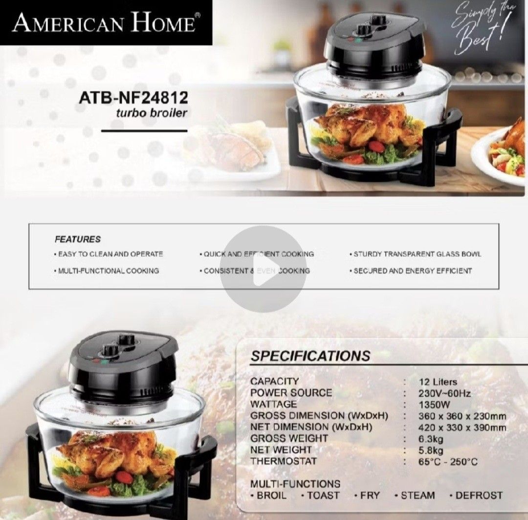 Turbo Broiler (Category: Cookware & Accessories) located in Cainta. Submitted by edison29.tiger (Listing ID 1454882090, Image 2). Description: American Home Turbo Broiler.