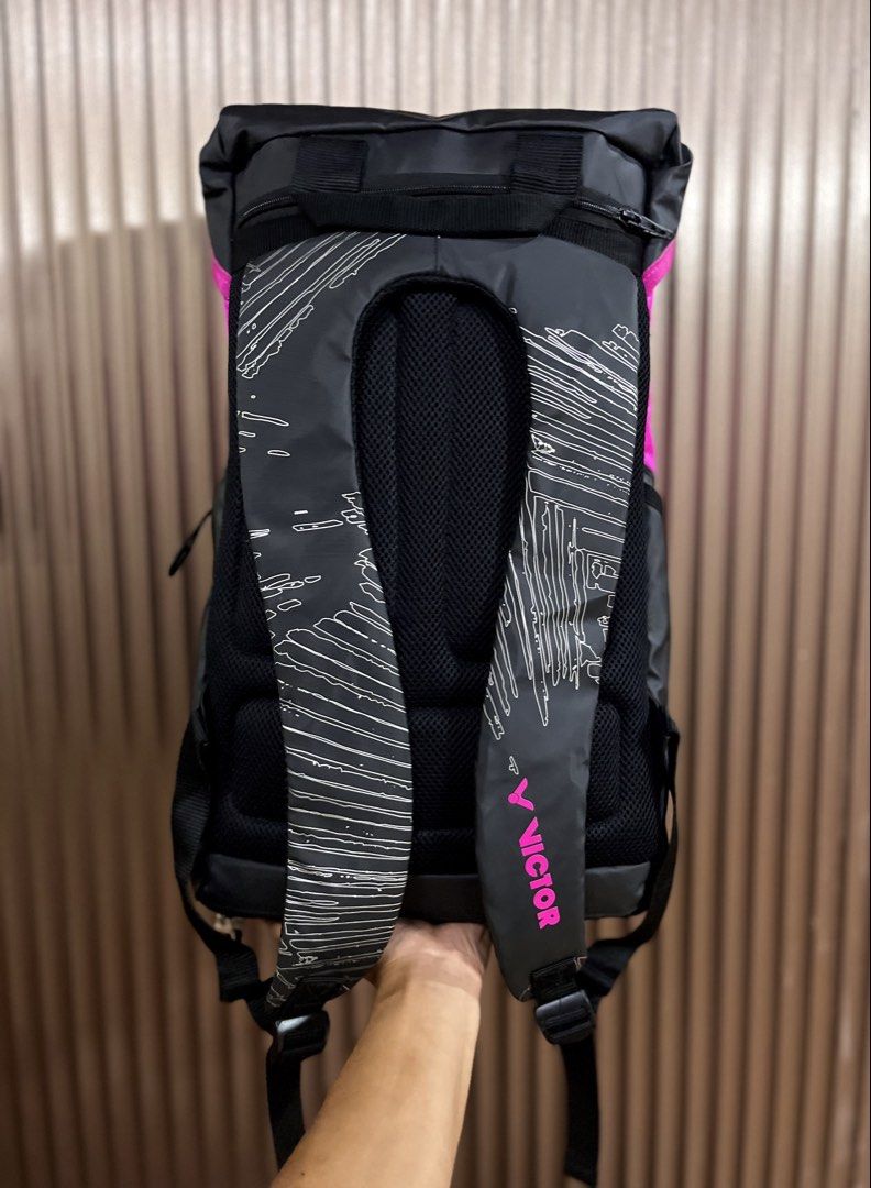 Victor BADMINTON Backpack Pink Black (Category: Backpacks) located in Dipolog. Submitted by thirftnikaloy (Listing ID 1454911835, Image 2). Description: Victor BR5009 BADMINTON backpack (CLOSE TO BRAND NEW) CONDITION : 10/10 COLOR RATE : 10/10 (MATTE BLACK WITH SIDE PATTERNS✨) 6 COMPARTMENT ( Shoes, rackets, Garments and etc.) 1 POCKET FOR WATER BOTTLE All Working zipper PRICE: 📩📩 + SF ship to jnt OPEN FOR VC AND VOUCH EXTRA ASSURANCE STRICTLY 