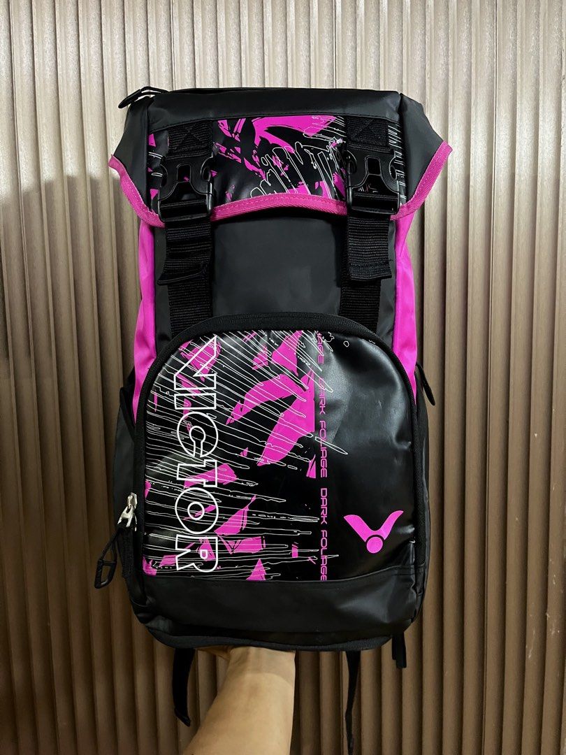 Victor BADMINTON Backpack Pink Black (Category: Backpacks) located in Dipolog. Submitted by thirftnikaloy (Listing ID 1454911835, Image 3). Description: Victor BR5009 BADMINTON backpack (CLOSE TO BRAND NEW) CONDITION : 10/10 COLOR RATE : 10/10 (MATTE BLACK WITH SIDE PATTERNS✨) 6 COMPARTMENT ( Shoes, rackets, Garments and etc.) 1 POCKET FOR WATER BOTTLE All Working zipper PRICE: 📩📩 + SF ship to jnt OPEN FOR VC AND VOUCH EXTRA ASSURANCE STRICTLY 