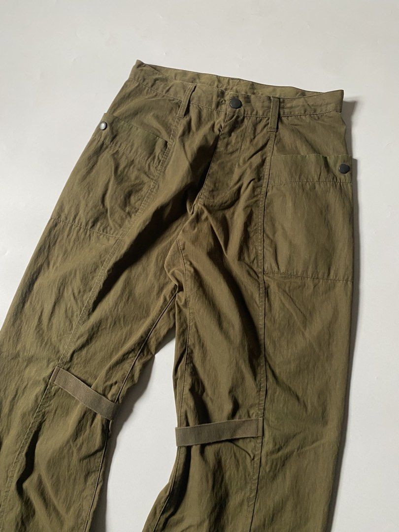 Vintage GAP Bondage Military Style Monkey Pants (Category: Trousers) located in Baguio. Submitted by archival.store (Listing ID 1454937336, Image 2). Description: AW04 Helmut Lang Bondage Cargo(joke only) Size tagged:27-29 Issue:none Waist:32(adjustable) Full Length:41 Thighs:14 Opening Hem:9.5 .