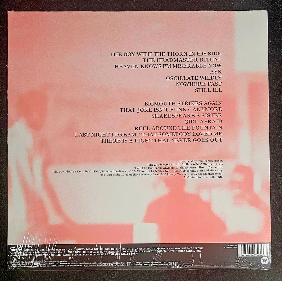 [Vinyl LP] The Smiths – ...Best II (Category: Vinyls) located in Cainta. Submitted by bunnygod (Listing ID 1454791276, Image 2). Description: EU pressed, 2026, Reissue WEA – 5026854705491 📀 📂 New/sealed 🎶 New Wave A1 The Boy With The Thorn In His Side 3:16 A2 The Headmaster Ritual 4:52 A3 Heaven Knows I'm Miserable Now 3:34 A4 Ask 3:15 A5 Oscillate Wildly 3:26 A6 Nowhere Fast 2:35 A7 Still Ill 3:20 B1 Bigmouth Strikes Again 3:14 B2 That Joke I