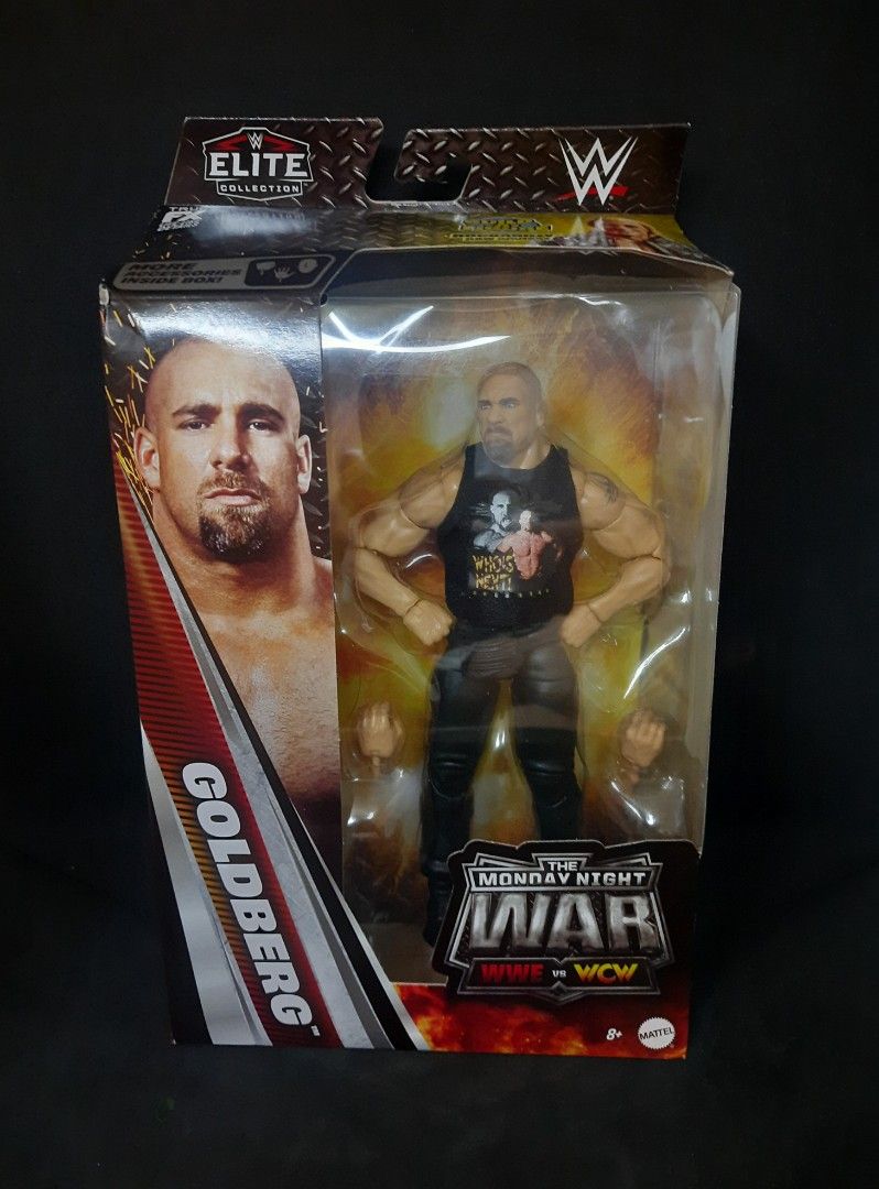 WWE Elite Monday Night Wars Goldberg (Category: Figurines & Statues) located in San Juan City. Submitted by ged06 (Listing ID 1454814072, Image 1). Description: Title: WWE Action Figures – Mattel | Brand New, Unopened | PRICE FIXED Description: Brand new and unopened WWE Action Figures for sale! All figures are complete with accessories. Please note that while the items are in brand new condition, there may be minor cosmetic imperfections on the 