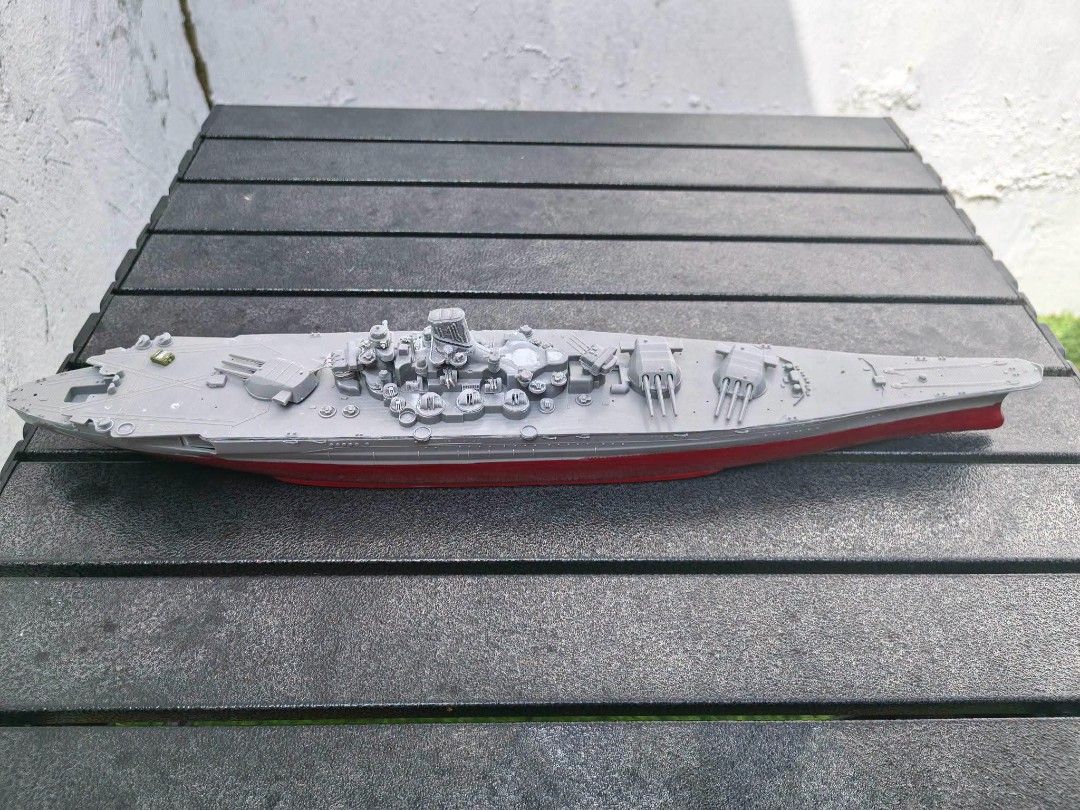 Yamato Type Battleship Model Kit Assembled Model (Category: Gundam & Model Kits) located in Cebu City. Submitted by dudes_villanueva (Listing ID 1454794672, Image 1). Description: Yamato Type Battleship Model Kit Assembled Model 2 No Markings. No Box Source : Japan Auction House 📌 Sold as is 📌 Some fine details are missingnbut can be DIYed or Painted as Battle Damaged maliliit lang na details kulang mostly sa turrets. L17.25xW2.50xH2.75 in.