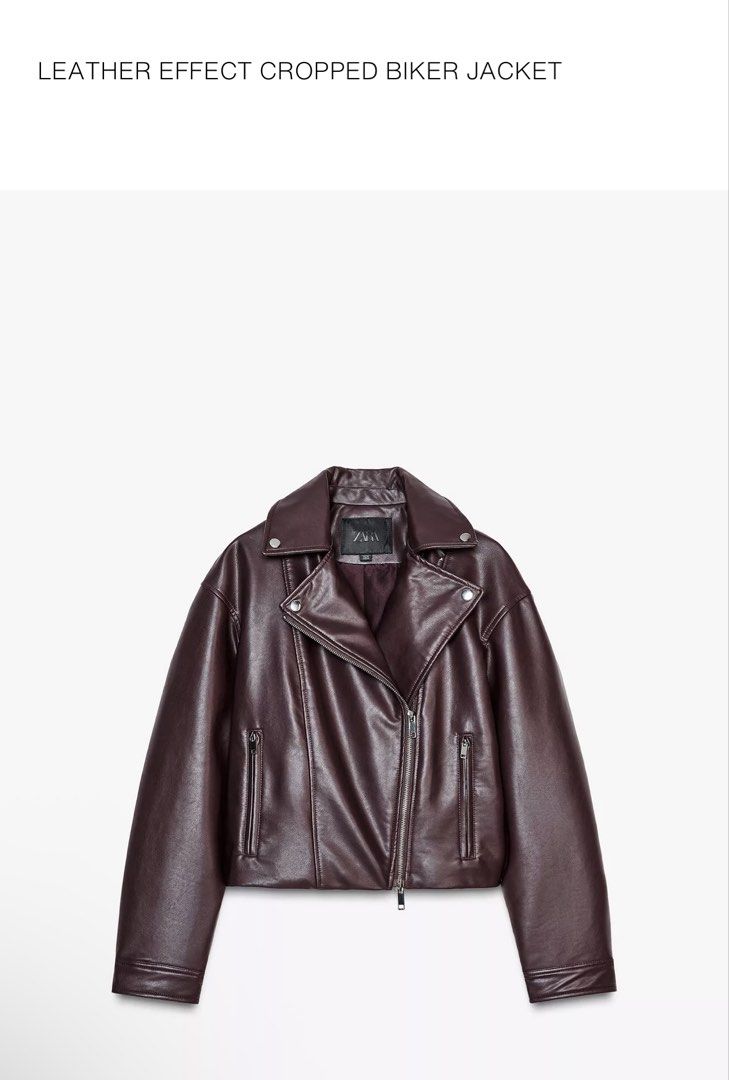 Zara Cropped Leather Jacket in Burgundy/Red (Category: Coats, Jackets and Outerwear) located in Marikina City. Submitted by wear.alexandria (Listing ID 1454918565, Image 1). Description: • pretty in person!! • rfs: decluttering • fits small to medium frames • lp posted!! • hagglers will not be entertained.