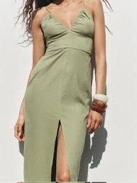 Zara linen dress (Category: Dresses) located in Manila. Submitted by declutterfindss (Listing ID 1454862681, Image 3). Description: PLS READ FIRST BRAND NEW W/tags Zara linen dress in Sage Green LAST PRICE ALREADY WILL NOT REPLY TO LOW BALLERS. Size XS I have no measuring tape so please know your size in Zara. My measurements are 32-27-34 this fits me well. MOP BPI Or Gcash only SF c/o buyer via Gogoxpress only or same day delivery Pick up in Man