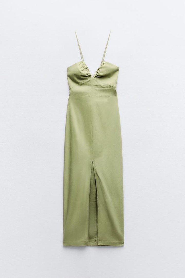 Zara linen dress (Category: Dresses) located in Manila. Submitted by declutterfindss (Listing ID 1454862681, Image 1). Description: PLS READ FIRST BRAND NEW W/tags Zara linen dress in Sage Green LAST PRICE ALREADY WILL NOT REPLY TO LOW BALLERS. Size XS I have no measuring tape so please know your size in Zara. My measurements are 32-27-34 this fits me well. MOP BPI Or Gcash only SF c/o buyer via Gogoxpress only or same day delivery Pick up in Man