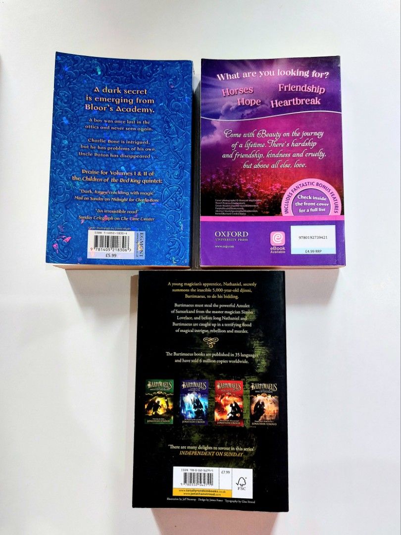 120 each | Black Beauty, The Blue Boa, Bartimaeus (Category: Storybooks) located in Tanauan. Submitted by solanareads (Listing ID 1455034940, Image 2). Description: 📚 major bookshelf clean out / clearance sale ~ — P120 each — RFS: decluttering my bookshelves and switching to digital books — MOP: Gcash | fast shipping *feel free to send a message if you wish to negotiate the price :).