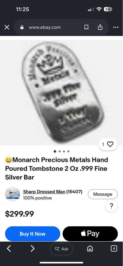 .999 Fine Silver Tombstone bar (Category: Currency) located in Paranaque City. Submitted by jorgeramos878 (Listing ID 1454975722, Image 2). Description: Monarch Precious Metal .999 fine silver 2 oz .