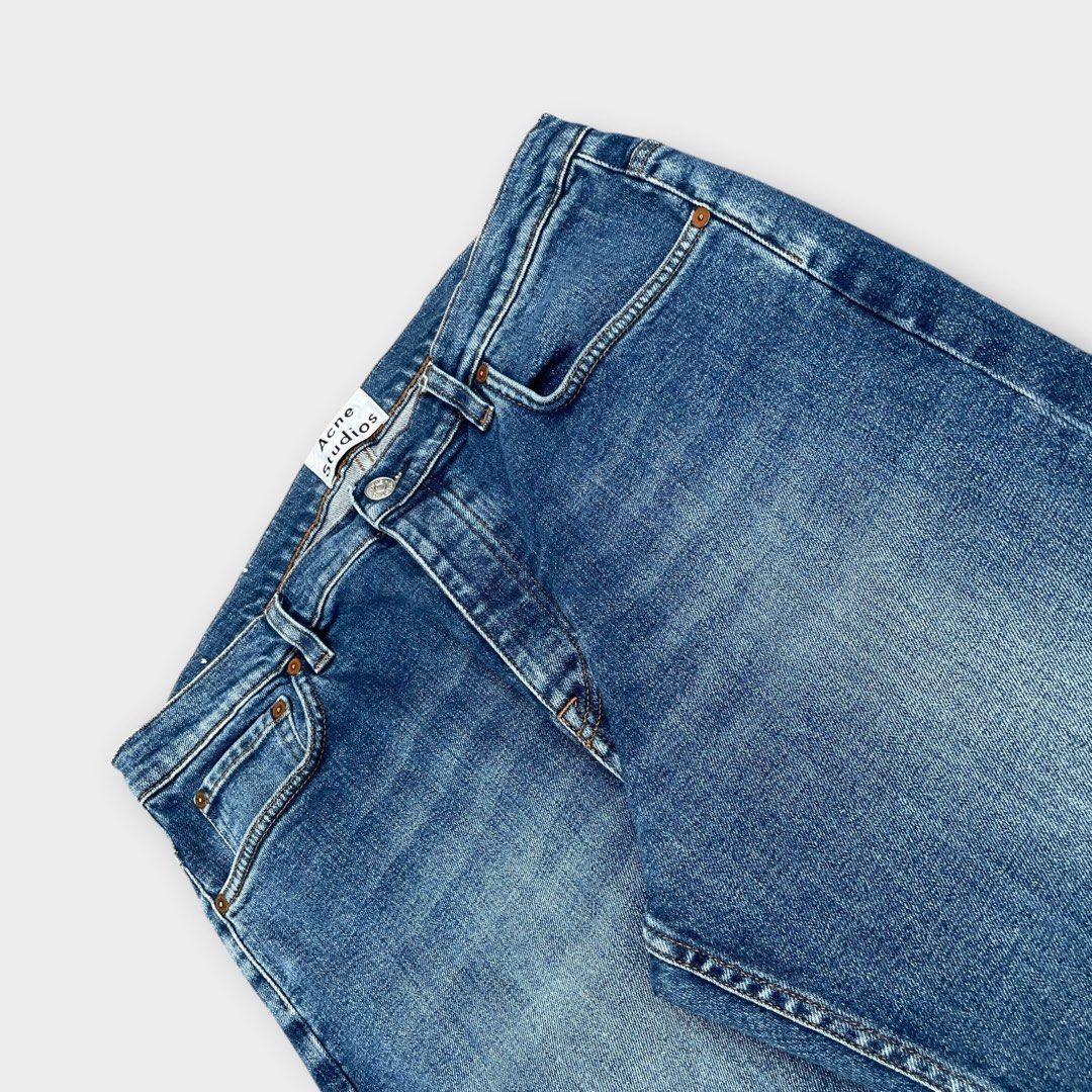 Acne Studios - Vintage Town Straight Jeans (Category: Jeans) located in Los Banos. Submitted by declutterking (Listing ID 1455115579, Image 2). Description: Size 34 on tag • button-fly enclosure Dimensions: 16.5" waist 11" front rise 40" length 6.75" leg opening Good as new condition Authentic.