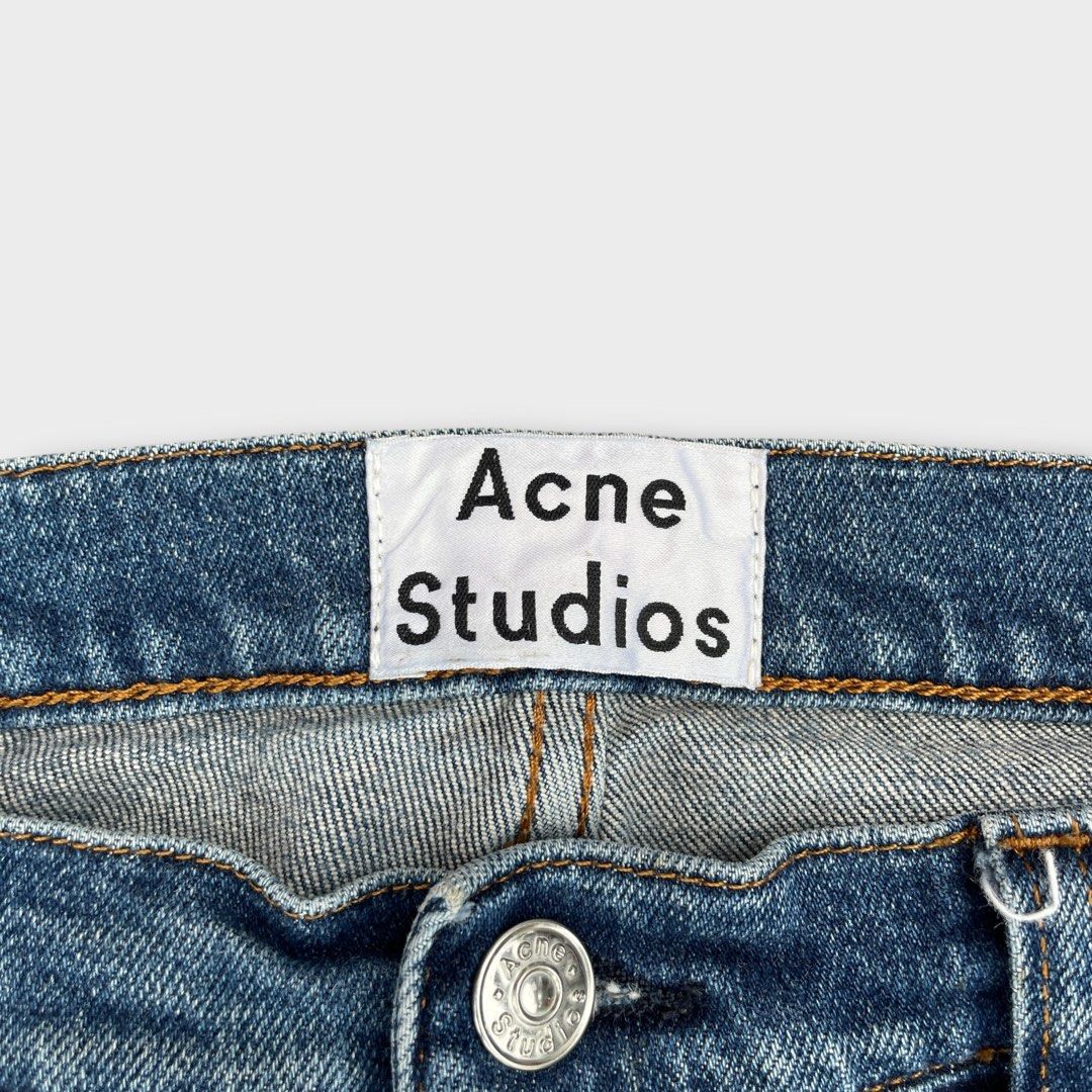 Acne Studios - Vintage Town Straight Jeans (Category: Jeans) located in Los Banos. Submitted by declutterking (Listing ID 1455115579, Image 3). Description: Size 34 on tag • button-fly enclosure Dimensions: 16.5" waist 11" front rise 40" length 6.75" leg opening Good as new condition Authentic.
