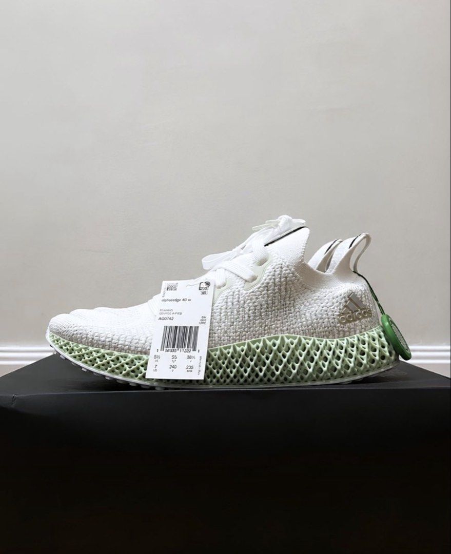 Adidas Alphaedge 4D W Running Shoes (Category: Sneakers) located in Quezon City. Submitted by rjsjsgs (Listing ID 1455012031, Image 1). Description: - Authentic Adidas Alphaedge 4D running shoes - brand new, comes with original box and tags - verified authentic: bought from StockX - COLOR: white knit upper with mint green 4D midsole - SIZE: US 7 / UK 5.5 / EU 38.5 - ORIGINAL PRICE: 300USD (selling low).