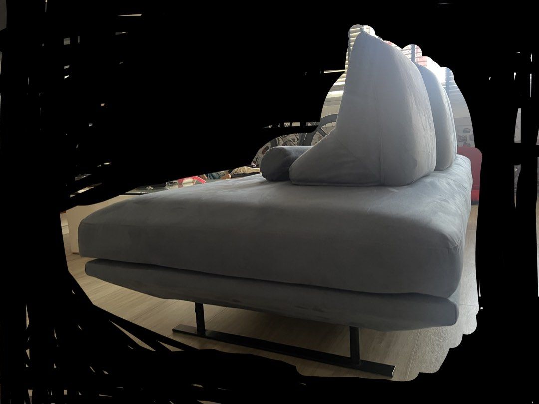 Adjustable Sofa (Category: Sofas) located in Singapore. Submitted by joonathann (Listing ID 1454965497, Image 3). Description: - Modern blue fabric sofa - bought 2024, very new no damages - Comfortable seating for multiple people - Includes 3 back cushions and 3 bolster pillow - Sleek, minimalist metal legs - Low profile design - Perfect for living rooms or lounges - price is negotiable but please dont lowball - please arrange own delivery frm cc